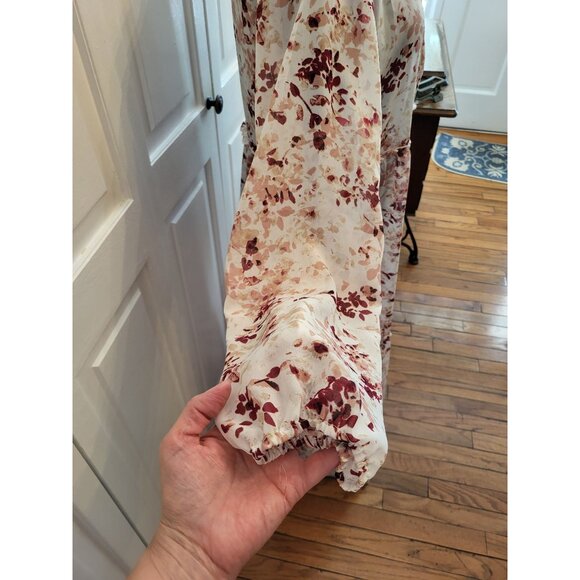 Blush Pink Tiered Sheer Floral Maxi Kimono Coverup sz S Cottagecore Fairy - Picture 7 of 8